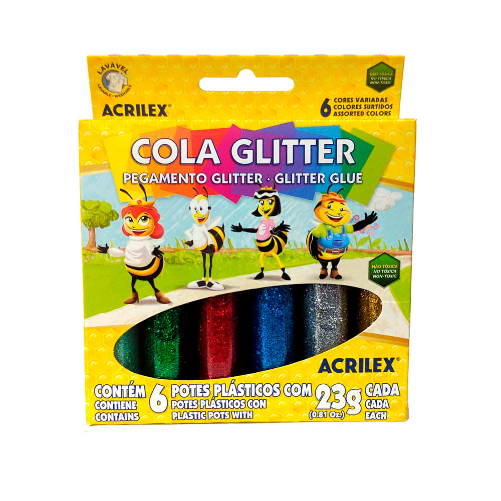 cola-glitter-acrilex-6-cores cola-glitter-acrilex-6-cores