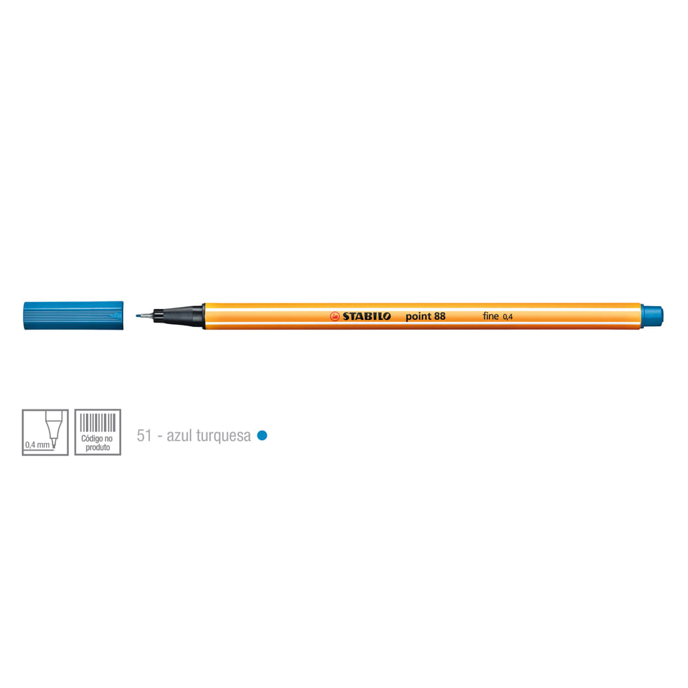 Caneta-Point-88-Cor-51-Azul-Turquesa---Stabillo Caneta-Point-88-Cor-51-Azul-Turquesa---Stabillo