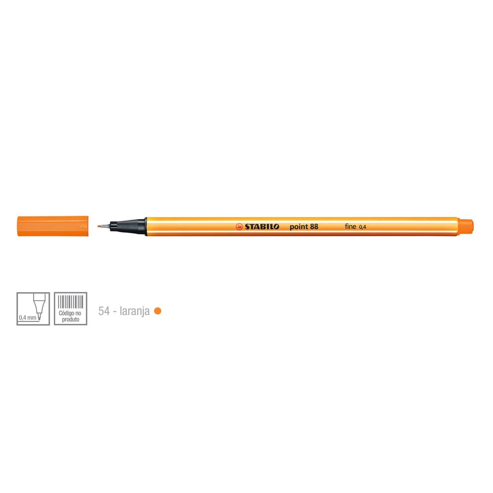 Caneta-Point-88-Cor-54-Laranja---Stabillo Caneta-Point-88-Cor-54-Laranja---Stabillo