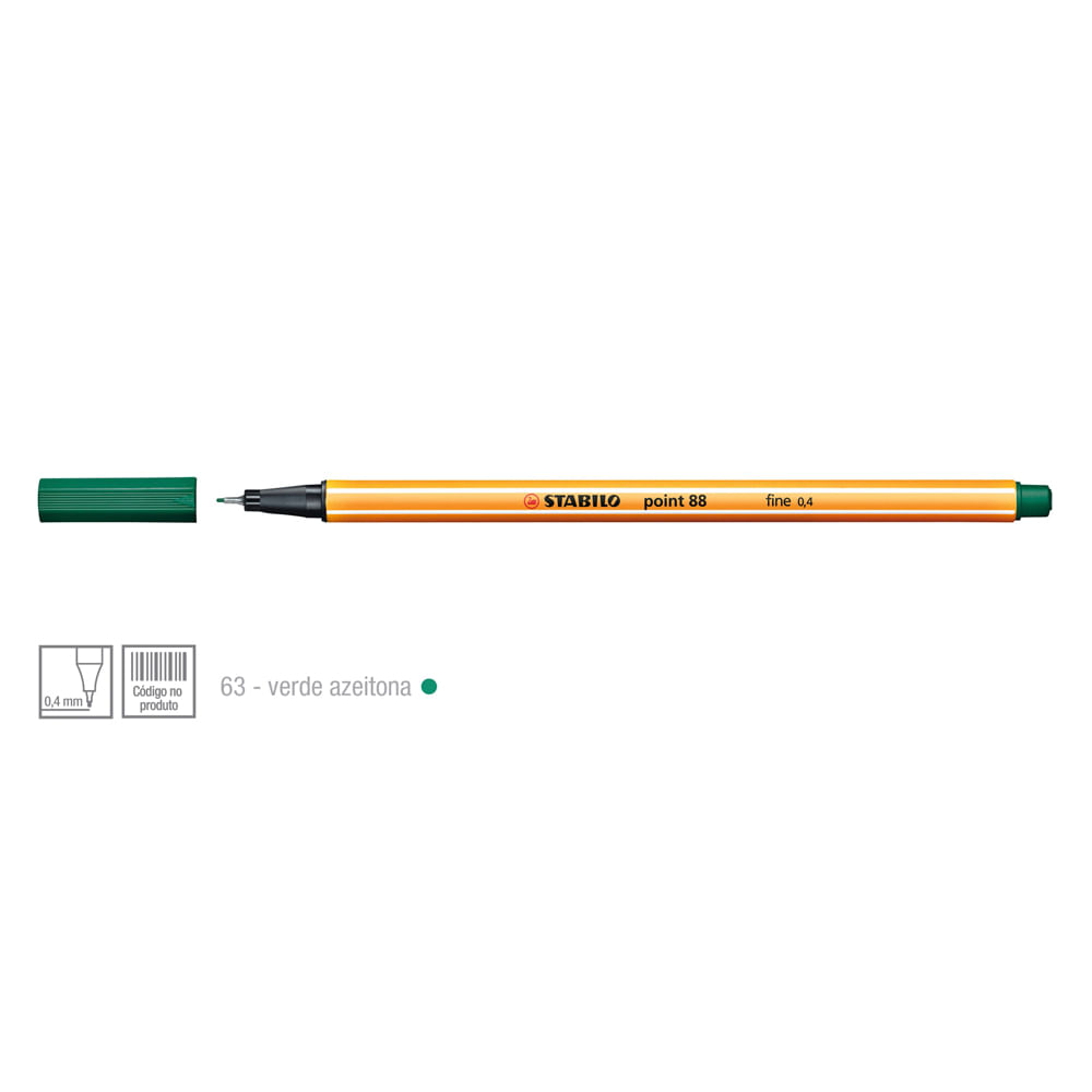 Caneta-Point-88-Cor-63-Verde-Azeitona---Stabillo Caneta-Point-88-Cor-63-Verde-Azeitona---Stabillo