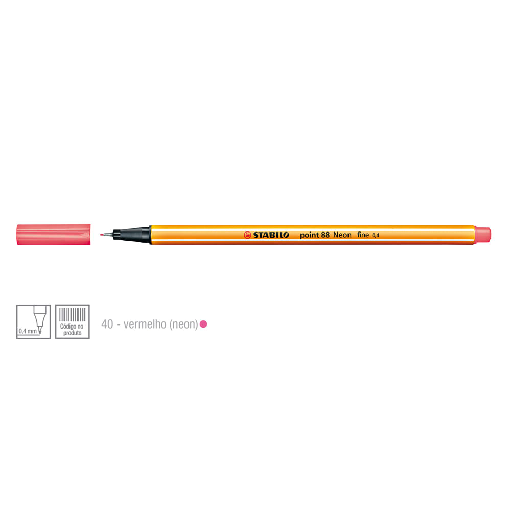 Caneta-Point-88-Cor-40-Vermelho-Neon---Stabillo Caneta-Point-88-Cor-40-Vermelho-Neon---Stabillo