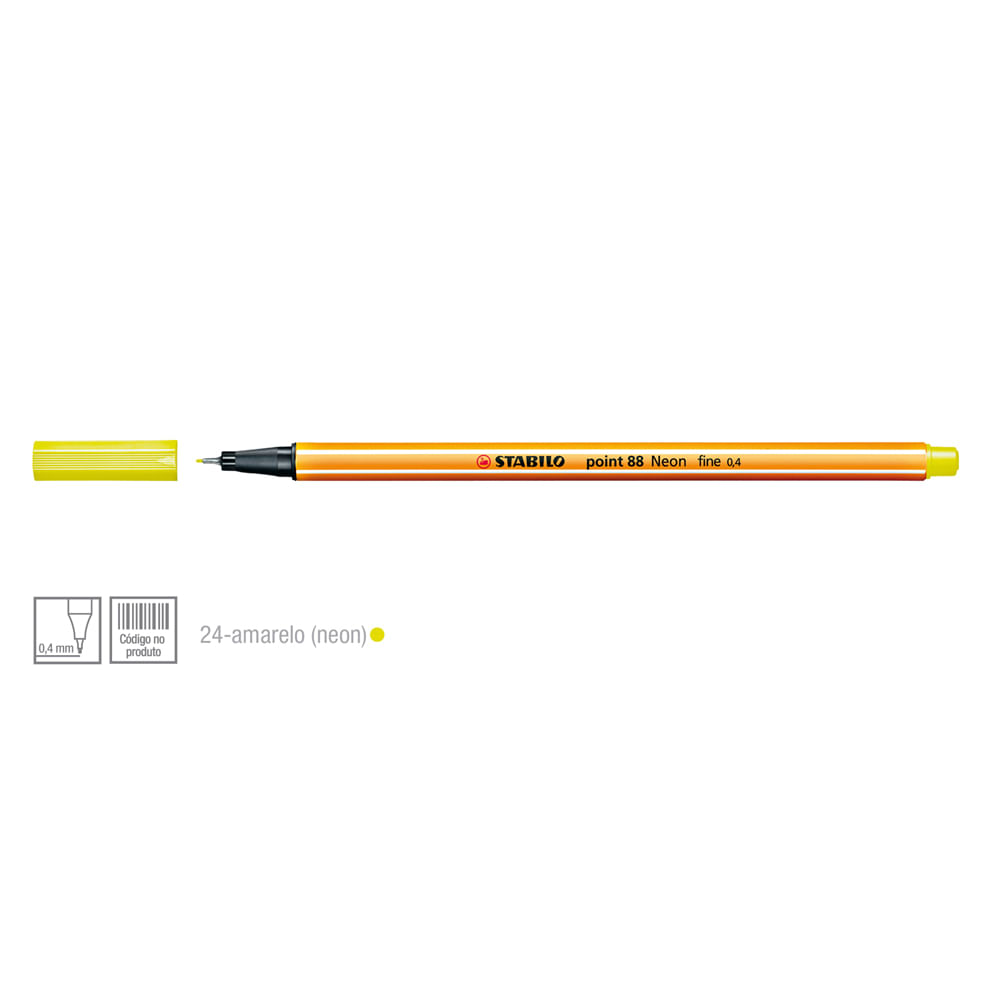 Caneta-Point-88-Cor-24-Amarelo-Neon---Stabillo Caneta-Point-88-Cor-24-Amarelo-Neon---Stabillo
