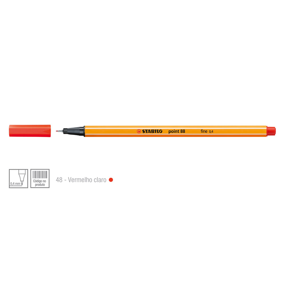 Caneta-Point-88-Cor-48-Vermelho-Claro---Stabillo Caneta-Point-88-Cor-48-Vermelho-Claro---Stabillo