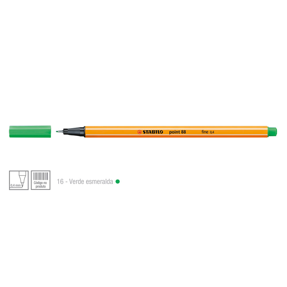 Caneta-Point-88-Cor-16-Verde-Esmeralda---Stabillo Caneta-Point-88-Cor-16-Verde-Esmeralda---Stabillo