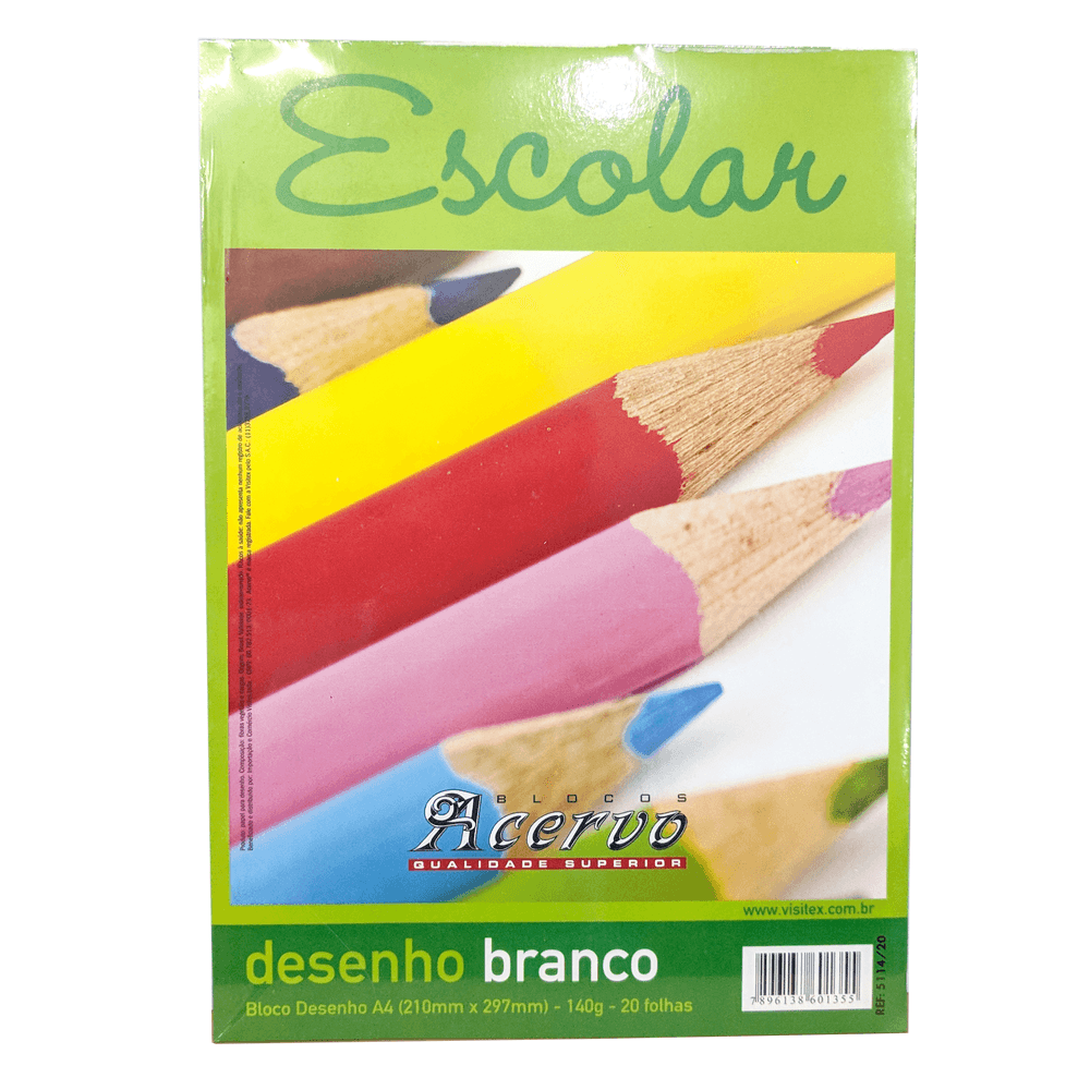 Bloco Para Desenho A4 Branco 20 Folhas Acervo Newscenter 2463