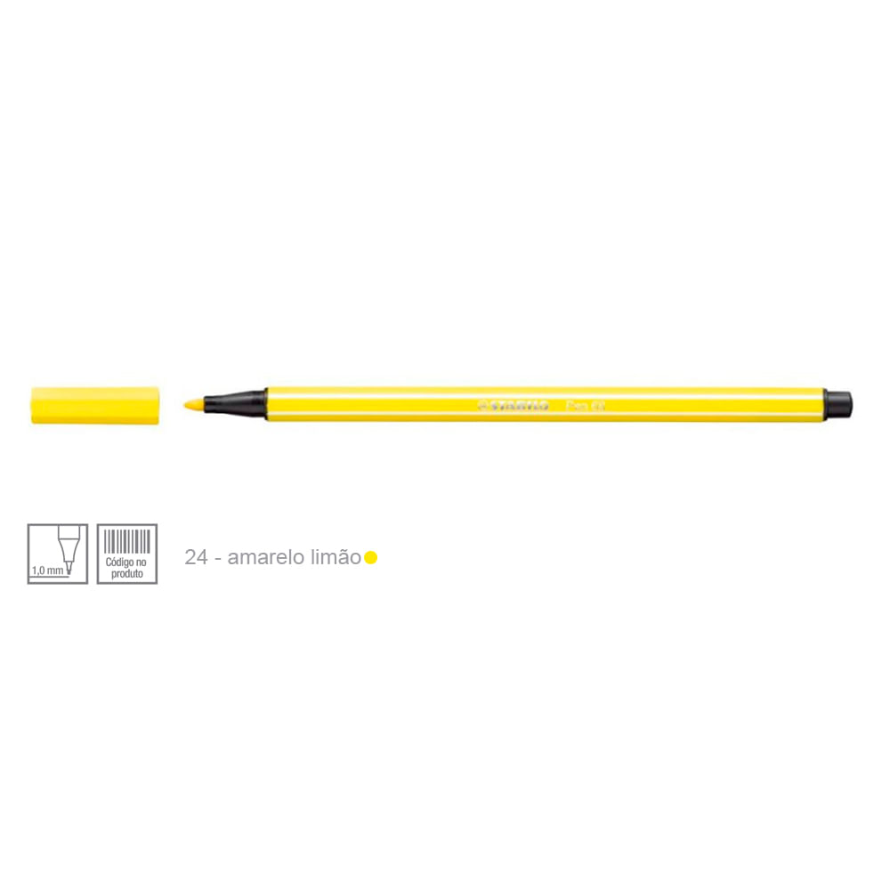 Caneta-Pen-68-Cor-24-Amarelo-Limao---Stabillo Caneta-Pen-68-Cor-24-Amarelo-Limao---Stabillo
