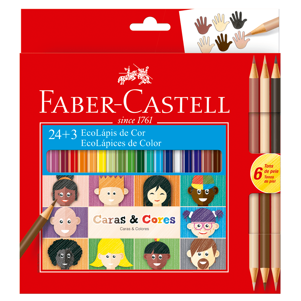 Lapis-de-Cor-24-Cores---3-Caras---Cores---Faber-Castell Lapis-de-Cor-24-Cores---3-Caras---Cores---Faber-Castell