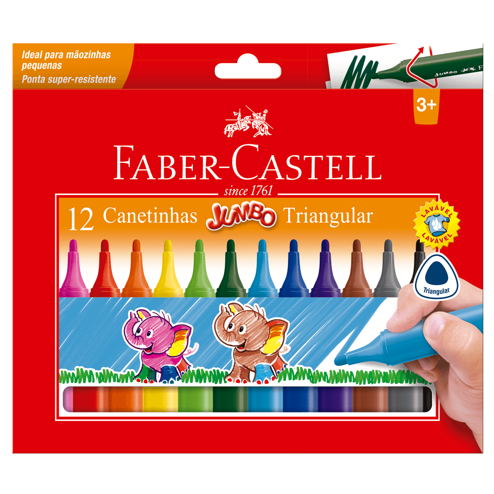 Caneta-Hidrografica-Jumbo-Triangula-com-12-Cores---Faber-Castell Caneta-Hidrografica-Jumbo-Triangula-com-12-Cores---Faber-Castell