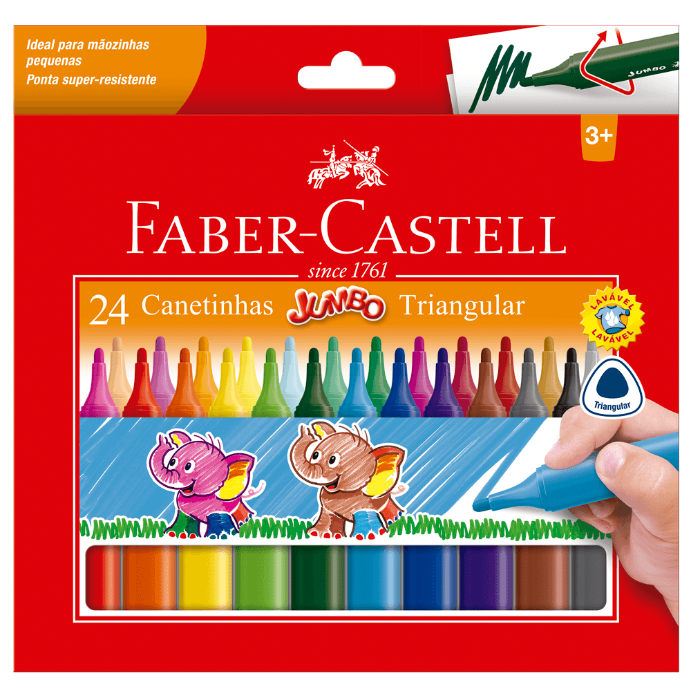 Caneta-Hidrografica-Jumbo-Triangula-com-24-Cores---Faber-Castell Caneta-Hidrografica-Jumbo-Triangula-com-24-Cores---Faber-Castell