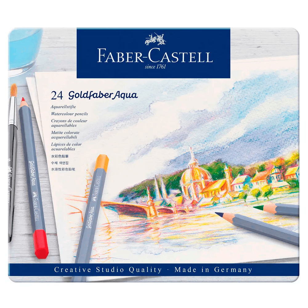 Lapis-de-Cor-Aquarelavel-Goldfaber-Aqua-Estojo-de-Metal-24-Cores---Faber-Castell Lapis-de-Cor-Aquarelavel-Goldfaber-Aqua-Estojo-de-Metal-24-Cores---Faber-Castell