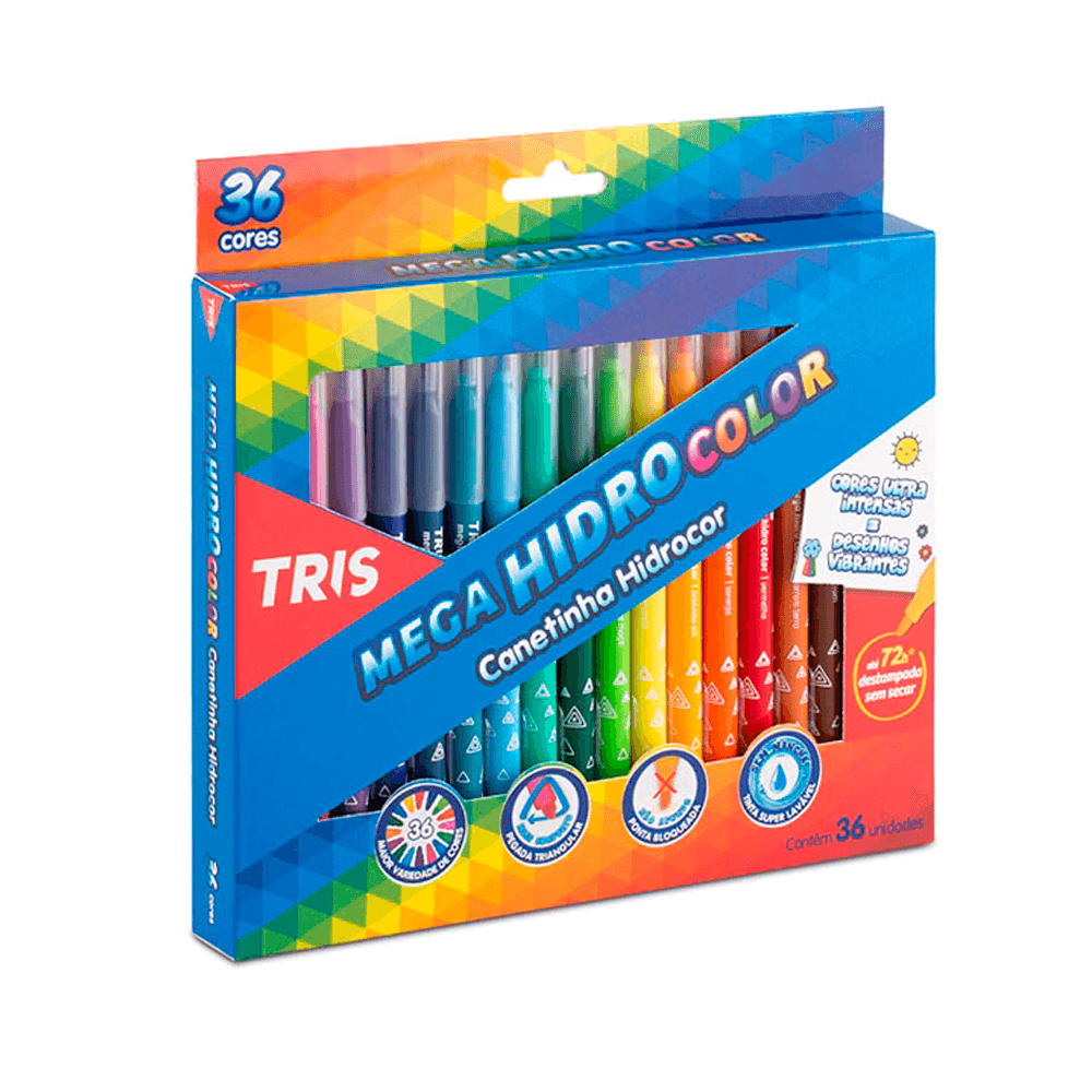 Caneta-Hidrocord-Mega-Hidro-Color-36-Cores---Tris Caneta-Hidrocord-Mega-Hidro-Color-36-Cores---Tris