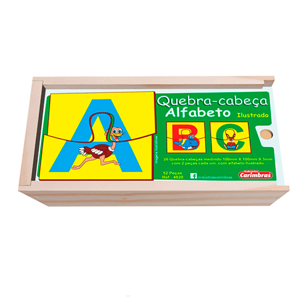 Jogo Quebra-Cabeça em Madeira: Alfabeto - 26 Peças Pais & Filhos
