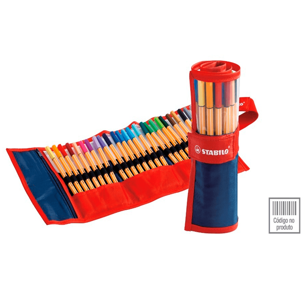 Estojo-Caneta-Point-88-com-25-Cores-Vermelho---Stabilo Estojo-Caneta-Point-88-com-25-Cores-Vermelho---Stabilo
