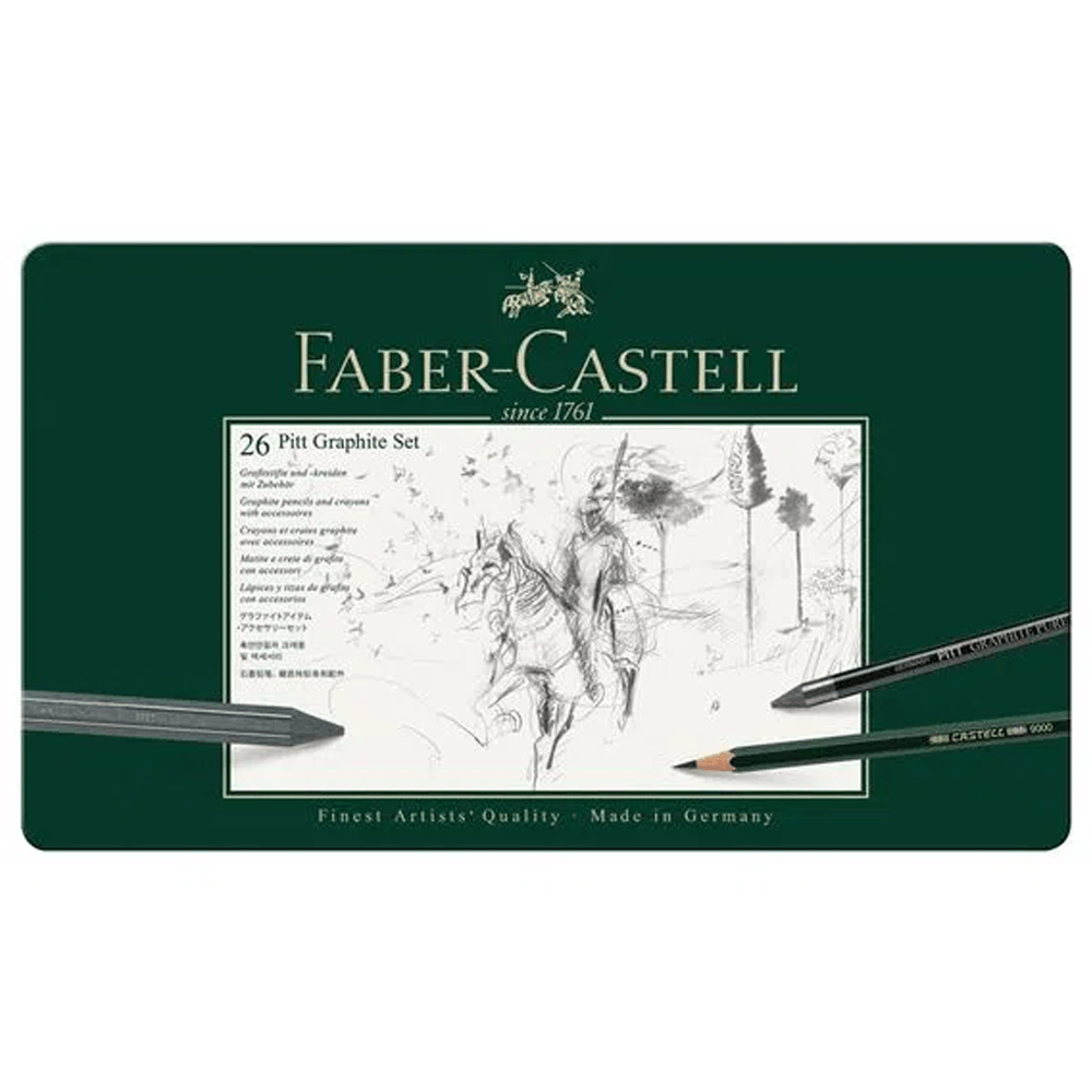 Conjunto-Lapis-Grafite-Pitt-Estojo-Metalico-com-26-pecas---Faber-Castell