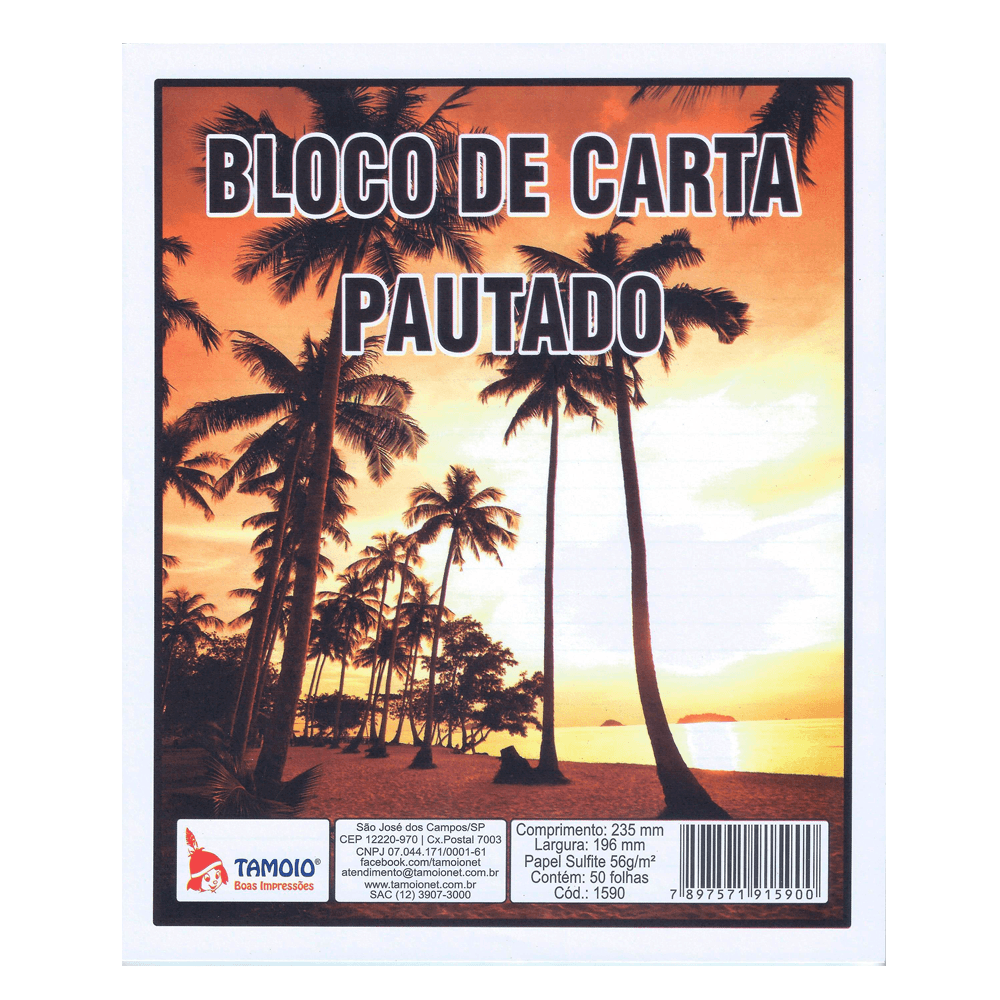 Bloco-de-Carta-Pautado-235x196mm-com-50-Fls---Tamoio Bloco-de-Carta-Pautado-235x196mm-com-50-Fls---Tamoio