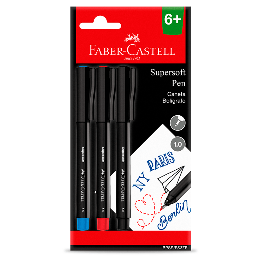 Caneta-Supersoft-1.0mm-com-3---Faber-Castell Caneta-Supersoft-1.0mm-com-3---Faber-Castell