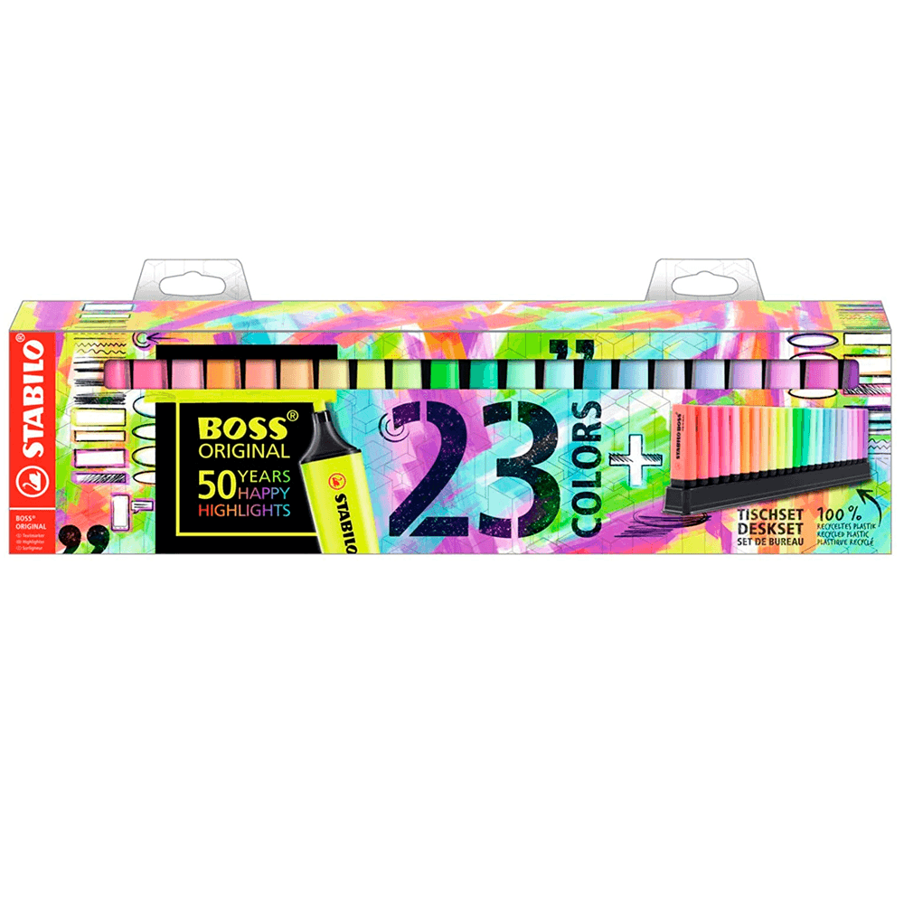 Estojo-Marca-Texto-Boss-50th-Anniversary-Desk-Set-23-cores---Stabilo Estojo-Marca-Texto-Boss-50th-Anniversary-Desk-Set-23-cores---Stabilo