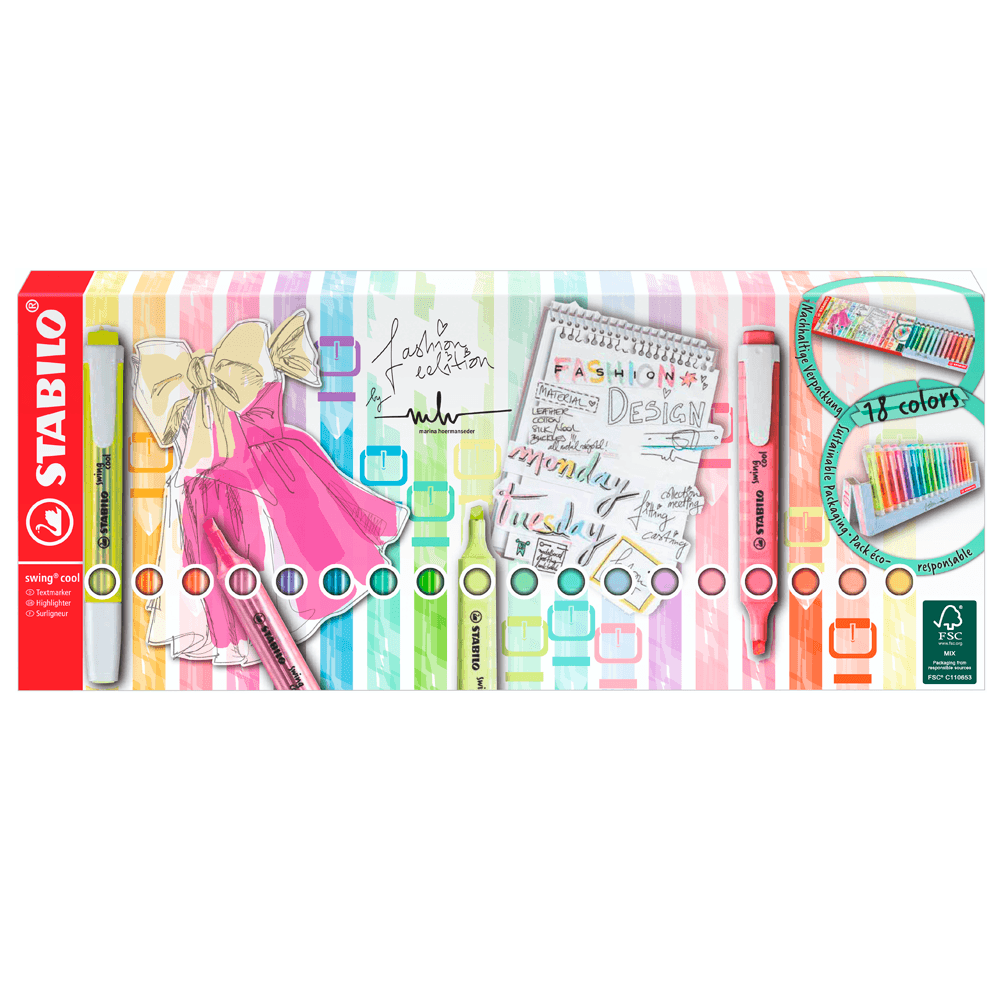 Estojo-Swing-Cool-Fashion-Edition-com-18-cores---Stabilo Estojo-Swing-Cool-Fashion-Edition-com-18-cores---Stabilo