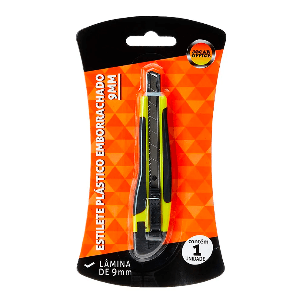 Estilete-Emborrachado-9mm-Amarelo-Jocar-Office Estilete-Emborrachado-9mm-Amarelo-Jocar-Office