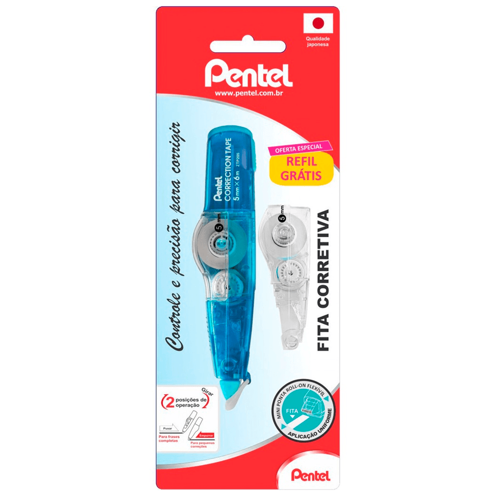 Fita-Corretiva---Refil-5mm-x-6m-Azul---Pentel Fita-Corretiva---Refil-5mm-x-6m-Azul---Pentel