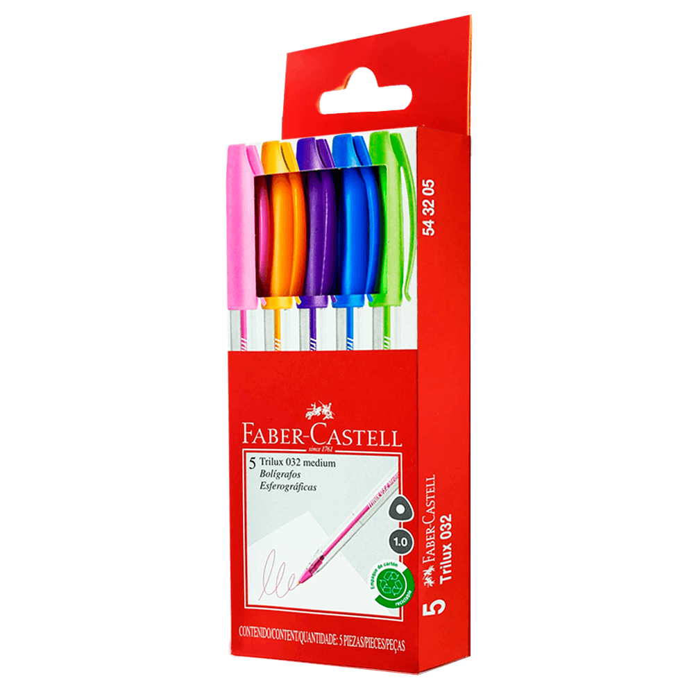 Caneta-Esferografica-Trilux-Media-Colors-com-5-Cores---Faber-Castell Caneta-Esferografica-Trilux-Media-Colors-com-5-Cores---Faber-Castell