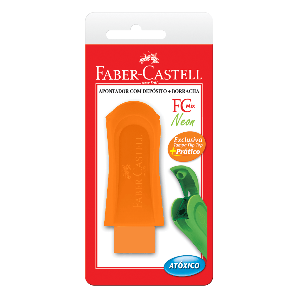Apontador-com-Deposito-e-Borracha-FC-Mix-Laranja---Faber-Castell Apontador-com-Deposito-e-Borracha-FC-Mix-Laranja---Faber-Castell