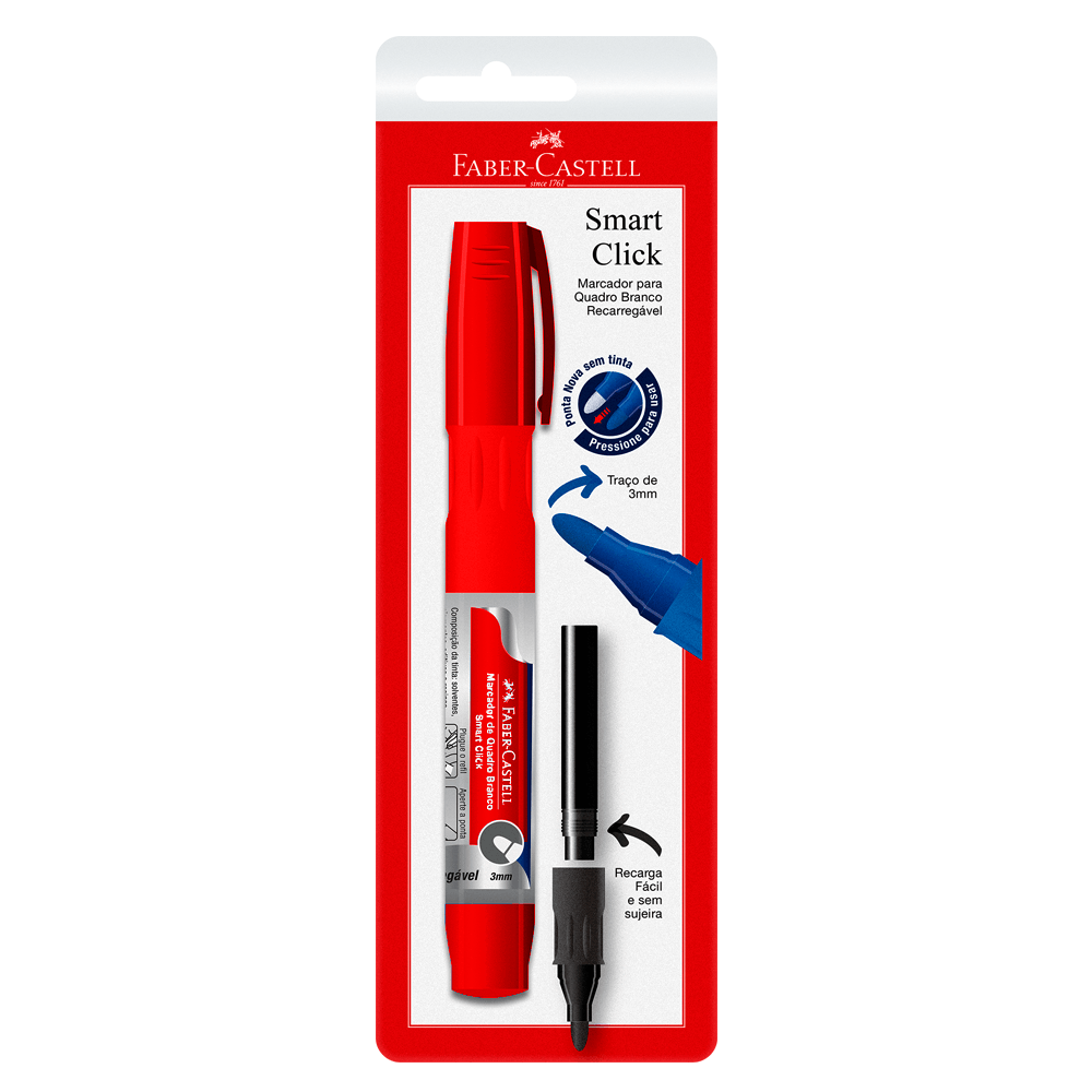 Marcador-para-Quadro-Branco-Recarregavel-Vermelho---Faber-Castell Marcador-para-Quadro-Branco-Recarregavel-Vermelho---Faber-Castell
