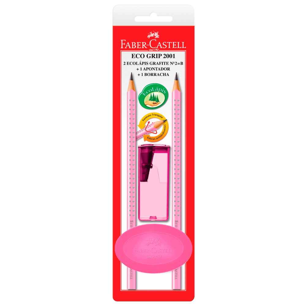 Ecolapis-Grafite-Grip-2-Rosa---Apontador---Borracha-Oval---Faber-Castell Ecolapis-Grafite-Grip-2-Rosa---Apontador---Borracha-Oval---Faber-Castell