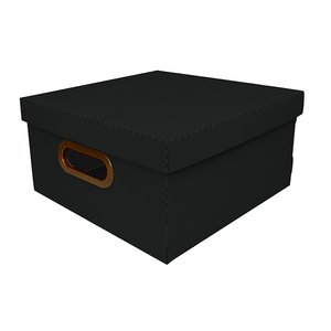 Caixa-Organizadora-Quadrada-Linho-Preta-Media---Dello