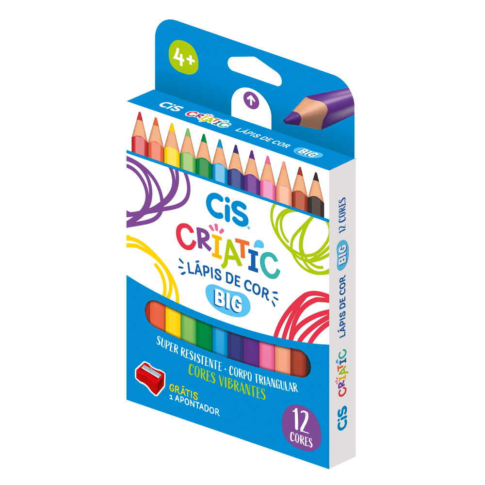 Lapis-de-Cor-Criatic-Big-12-Cores---Apontador---CiS Lapis-de-Cor-Criatic-Big-12-Cores---Apontador---CiS