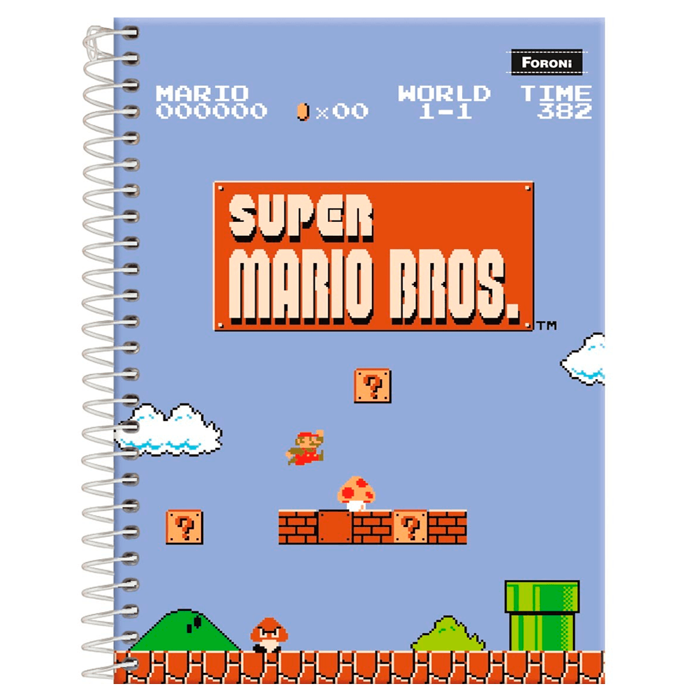 Caderno-Universitario-10x1-200-Fls-C.D.-Foroni---Super-Mario-10