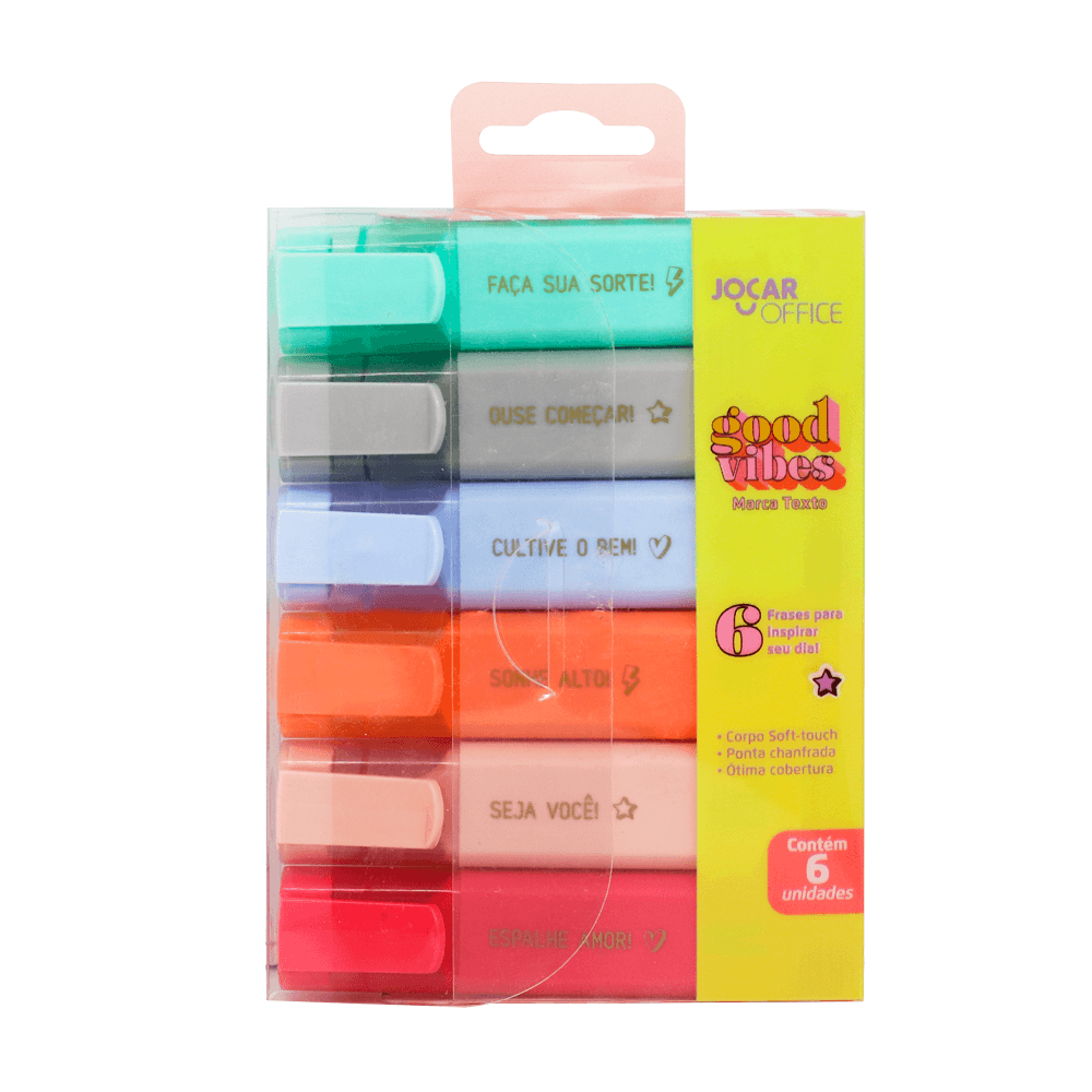Marca-Texto-Good-Vibe-com-6-Cores---Jocar-Office Marca-Texto-Good-Vibe-com-6-Cores---Jocar-Office