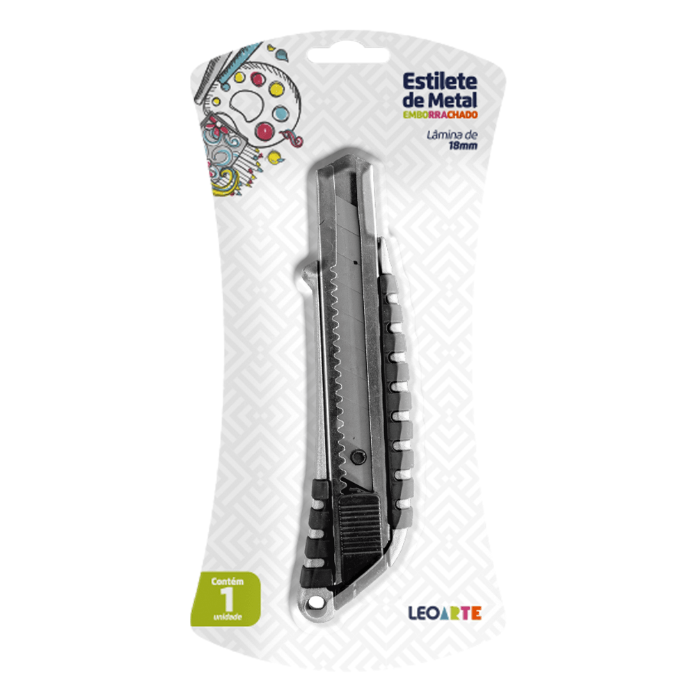 Estilete-Largo-de-Metal-Emborrachado-18mm---Jocar-Office Estilete-Largo-de-Metal-Emborrachado-18mm---Jocar-Office