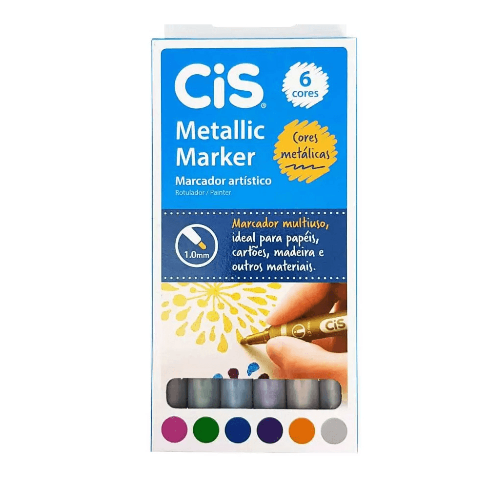 Marcador-Artistico-Metallic-6-Cores---Cis Marcador-Artistico-Metallic-6-Cores---Cis