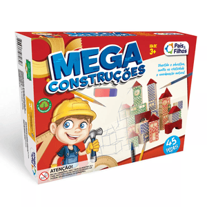 Brinquedo Jogo Mega Construções Blocos de Montar em Madeira 200