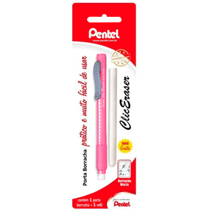 Lapiseira-Borracha-Clic-Eraser-Rosa-ZE22-P---Pentel