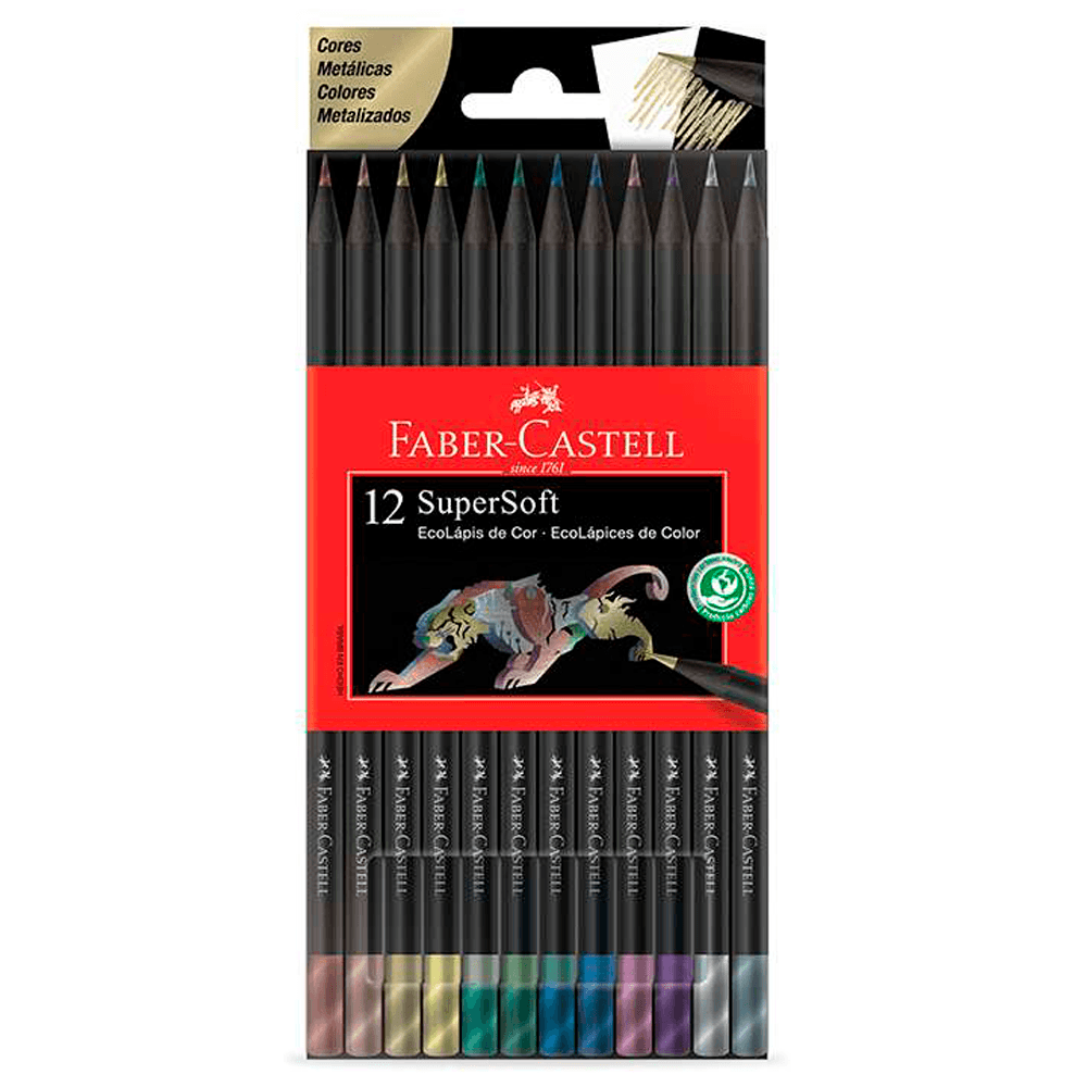 Ecolapis-de-Cor-Supersoft-Cores-Metalicas-com-12-Unidades---Faber-Castell Ecolapis-de-Cor-Supersoft-Cores-Metalicas-com-12-Unidades---Faber-Castell