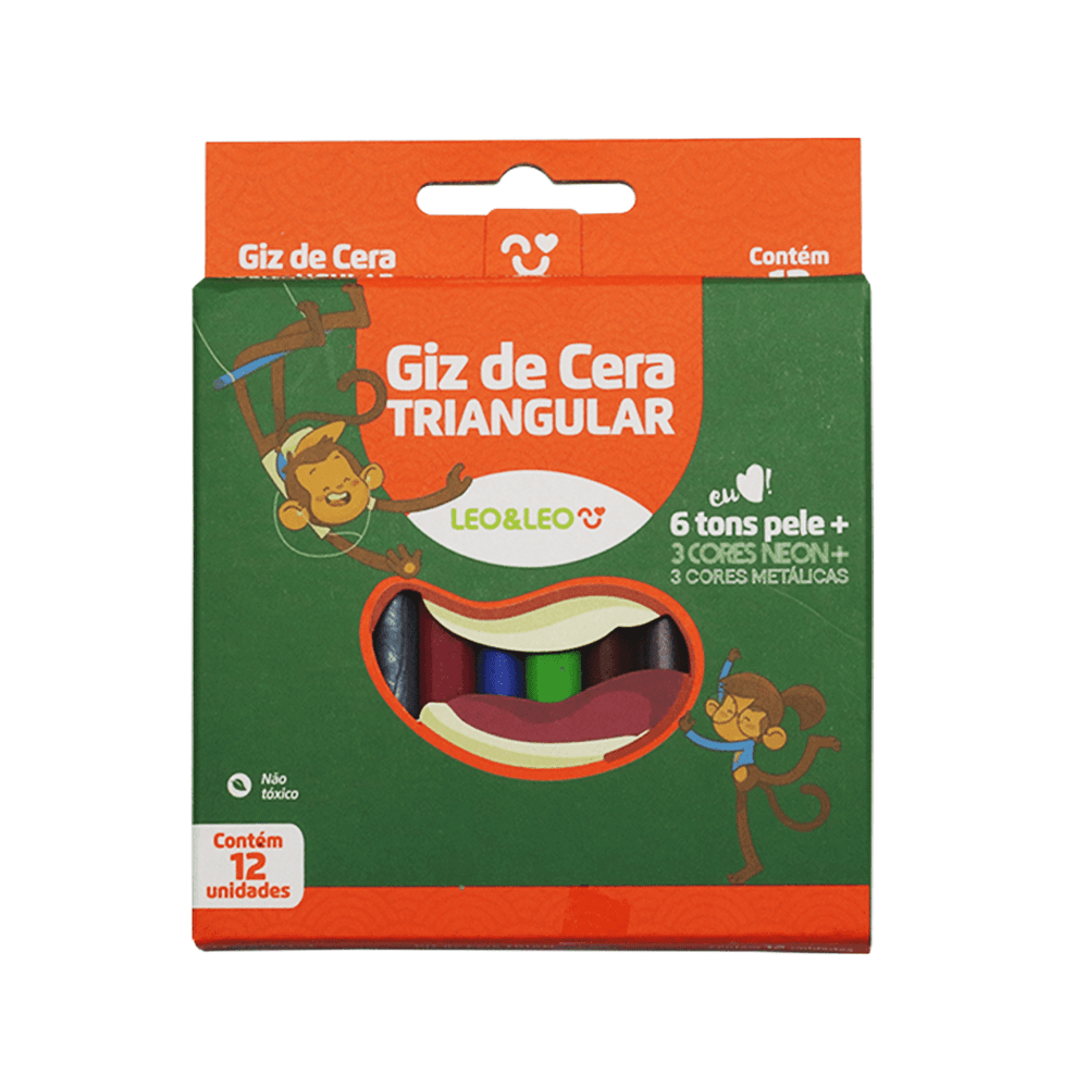 Giz-de-Cera-Triangular-12-Cores-Pele-Neon-e-Metalico---Leo-Leo Giz-de-Cera-Triangular-12-Cores-Pele-Neon-e-Metalico---Leo-Leo