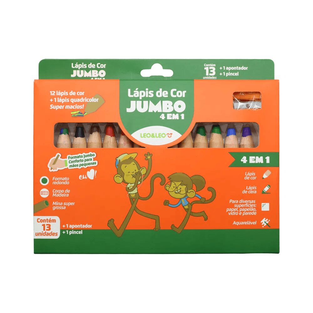 Lapis-de-Cor-Jumbo-4x1-13-Cores---Leo-Leo