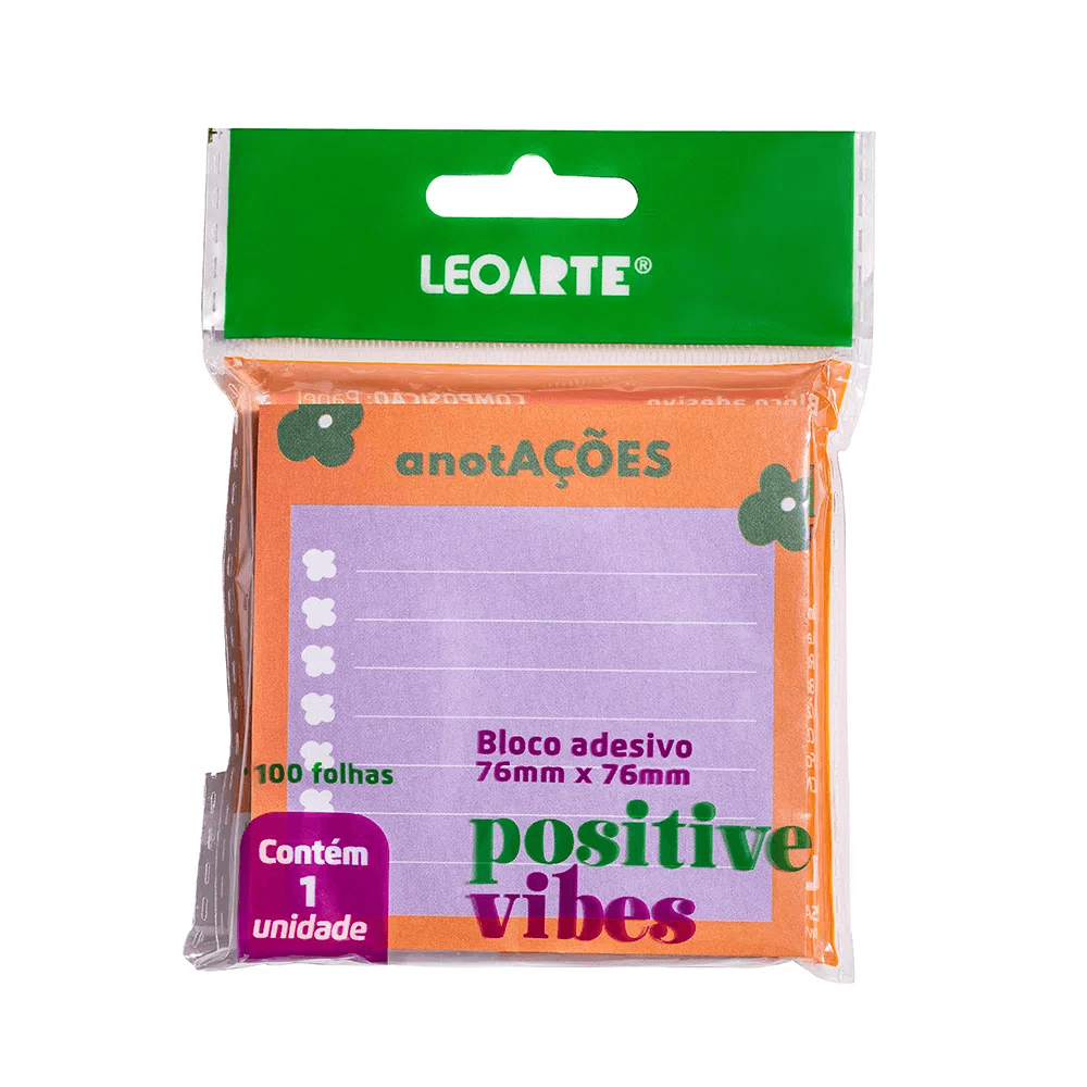 Bloco-Adesivo-Positive-Vibes-Pautado-76mmx76mm-100-Fls---Leo-Leo Bloco-Adesivo-Positive-Vibes-Pautado-76mmx76mm-100-Fls---Leo-Leo