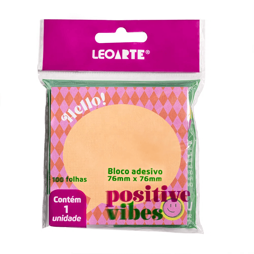 Bloco-Adesivo-Positive-Vibes-76mmx76mm-100-Fls---Leo-Leo Bloco-Adesivo-Positive-Vibes-76mmx76mm-100-Fls---Leo-Leo