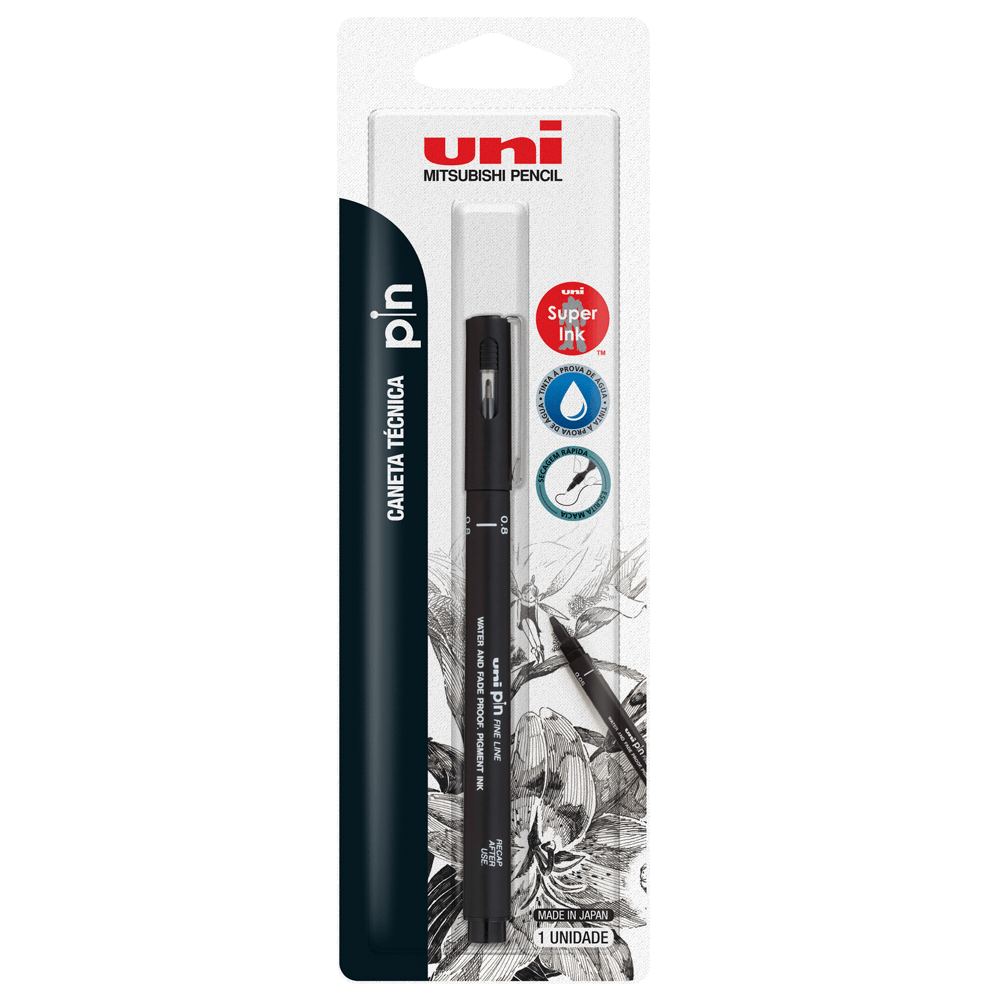 Caneta-Nankim-Pin-Preta-0.8mm-Blister---Uni Caneta-Nankim-Pin-Preta-0.8mm-Blister---Uni