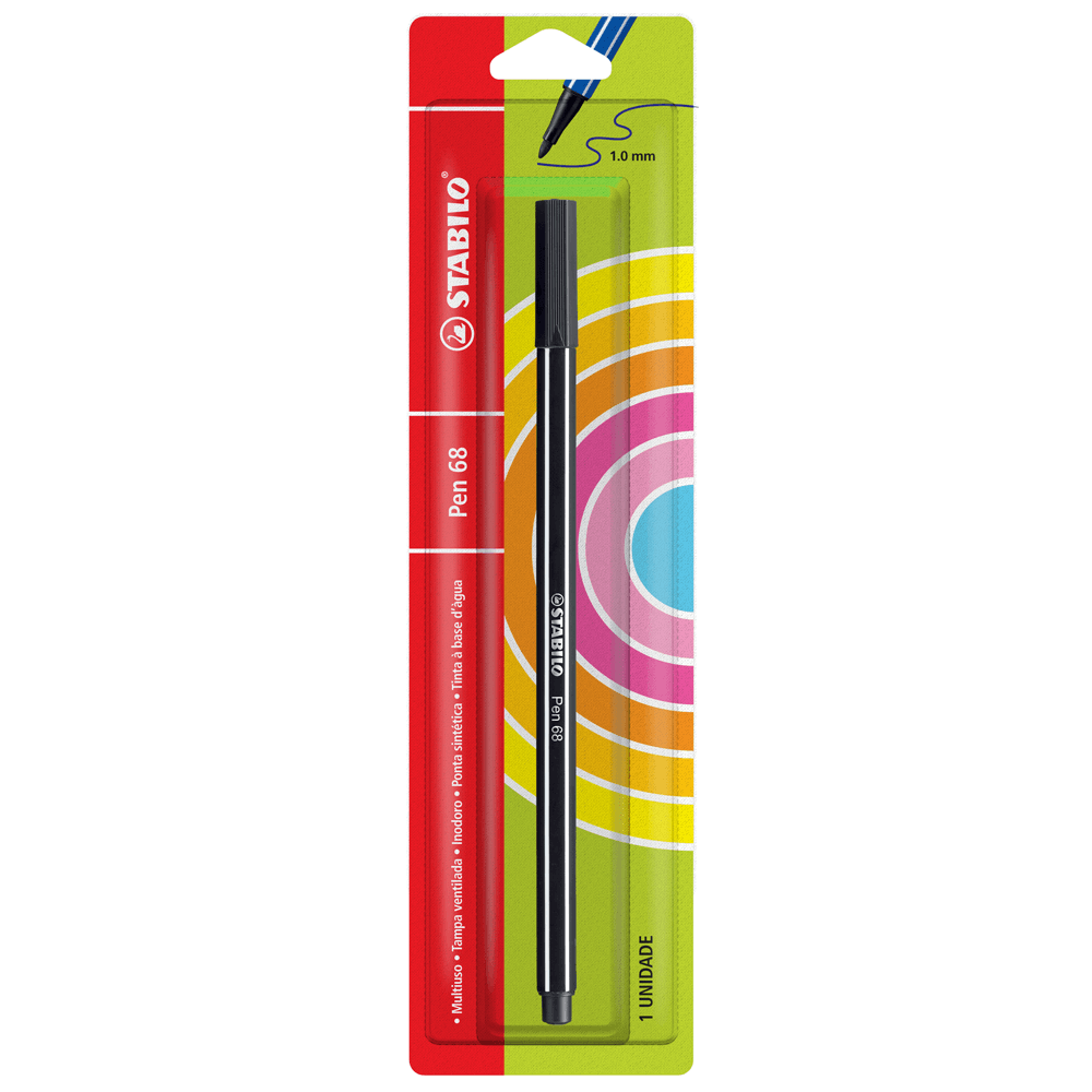 Caneta-Pen-68-Cor-46-Preto-Blister---Stabilo Caneta-Pen-68-Cor-46-Preto-Blister---Stabilo