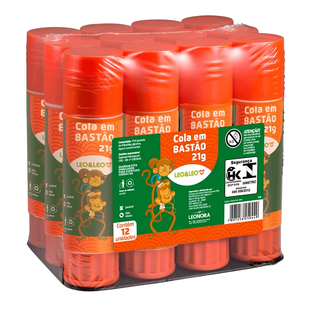 Cola-em-Bastao-21g-pacote-com-12-unidades---Leo-Leo Cola-em-Bastao-21g-pacote-com-12-unidades---Leo-Leo