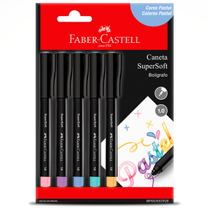 Caneta-Supersoft-1.0mm-Pastel-com-5-Cores---Faber-Castell