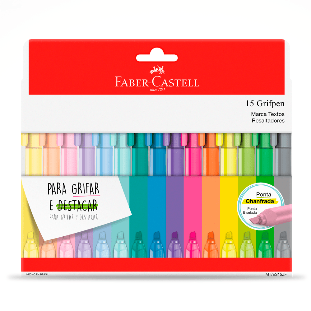 Estojo-Marca-Texto-Grifpen-com-15-Cores---Faber-Castell Estojo-Marca-Texto-Grifpen-com-15-Cores---Faber-Castell