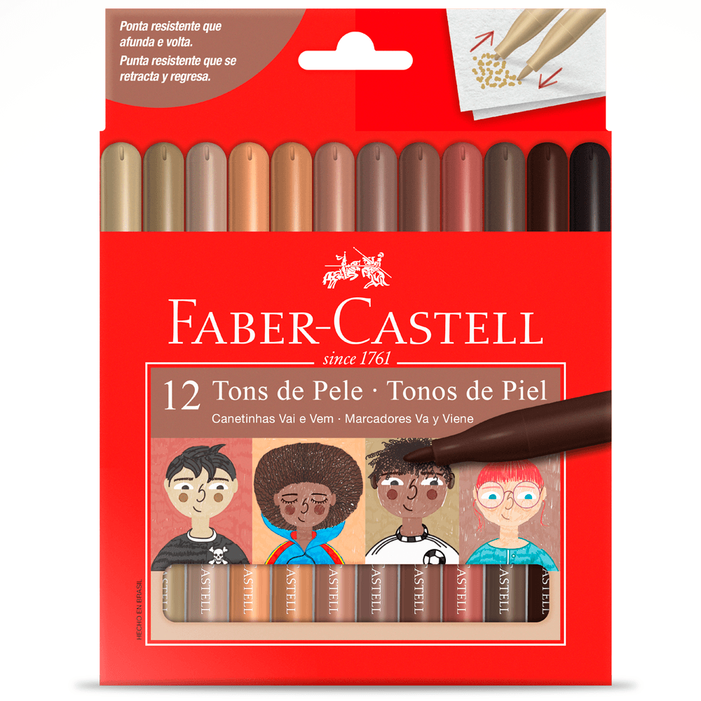Caneta-Hidrografica-Vai-e-Vem-Tons-de-Pele-12-Cores---Faber-Castell Caneta-Hidrografica-Vai-e-Vem-Tons-de-Pele-12-Cores---Faber-Castell