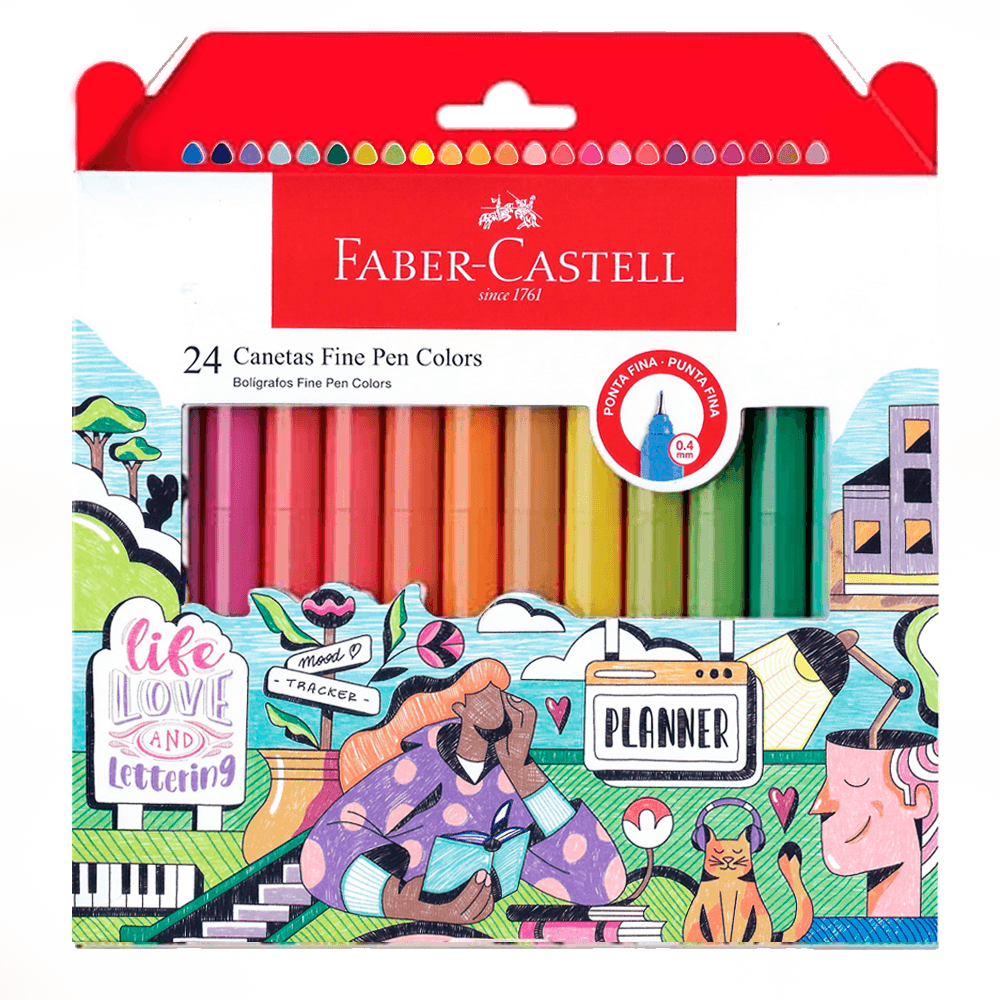 Caneta-Fine-Pen-Colors-com-24-Unidades---Faber-Castell Caneta-Fine-Pen-Colors-com-24-Unidades---Faber-Castell