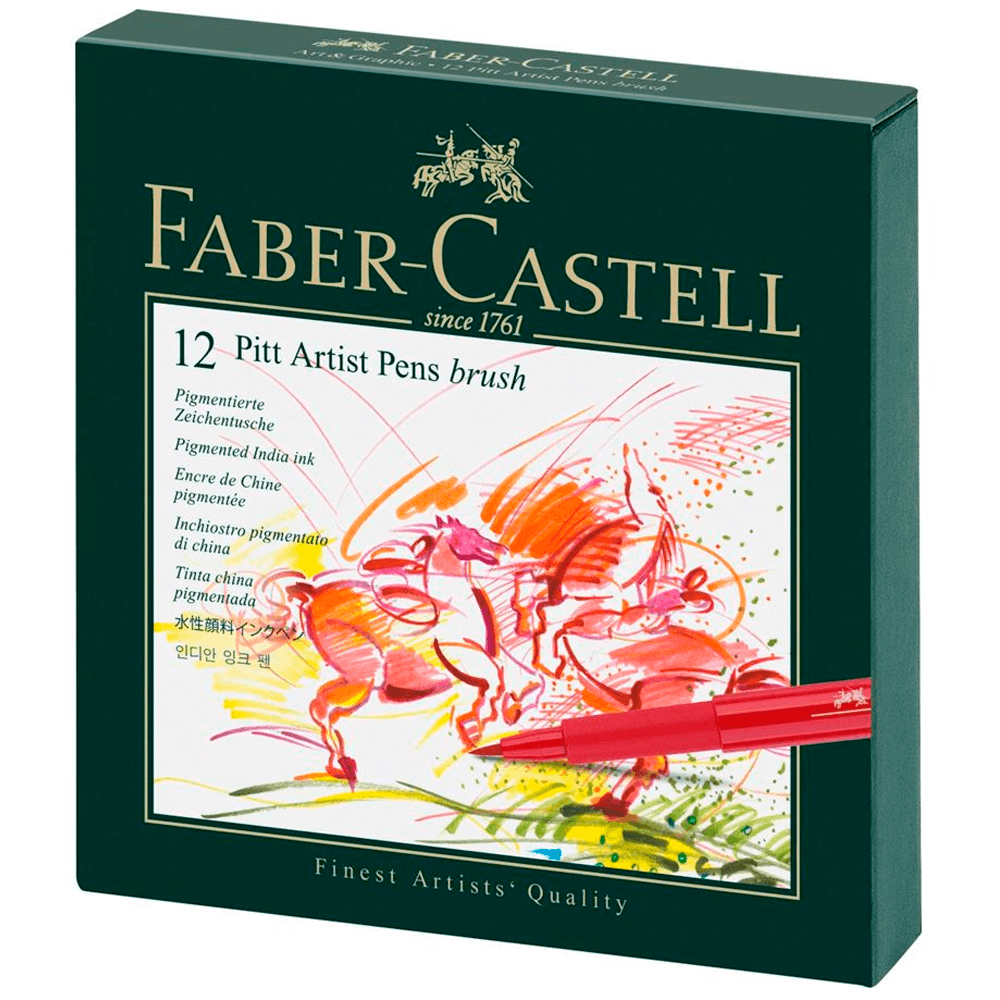 Gift-Box-Canetas-Artisticas-Pitt-12-Cores-Ponta-Pincel---Faber-Castell