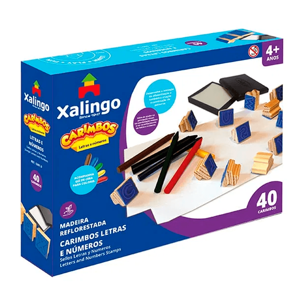 Carimbos-Letras-e-Numeros-40-Pecas---Xalingo Carimbos-Letras-e-Numeros-40-Pecas---Xalingo